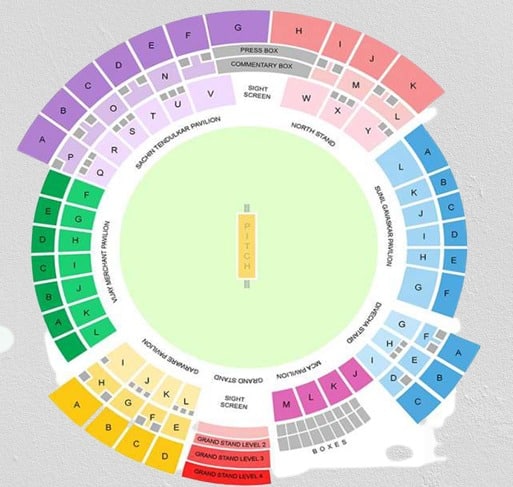 Wankhede Cricket Stadium Seat Map 